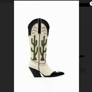 (For @arichardson23) BRAND NEW Zara Cactus Cowboy Boots - White